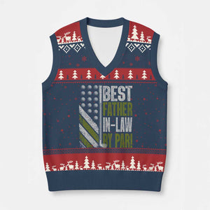 Father In Law Golf V-Neck Knit Sweater Vest Best FIL By Par Fathers Day Gift for Golfers TS10 Navy Red Print Your Wear