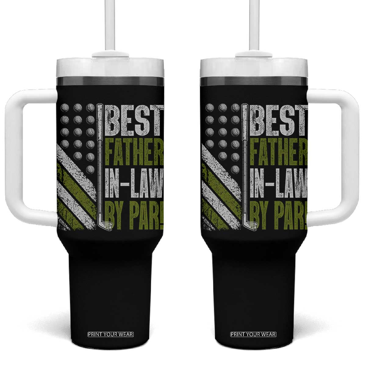 Father In Law Golf Tumbler With Handle Best FIL By Par Fathers Day Gift for Golfers TS10 One Size: 40 oz Black Print Your Wear
