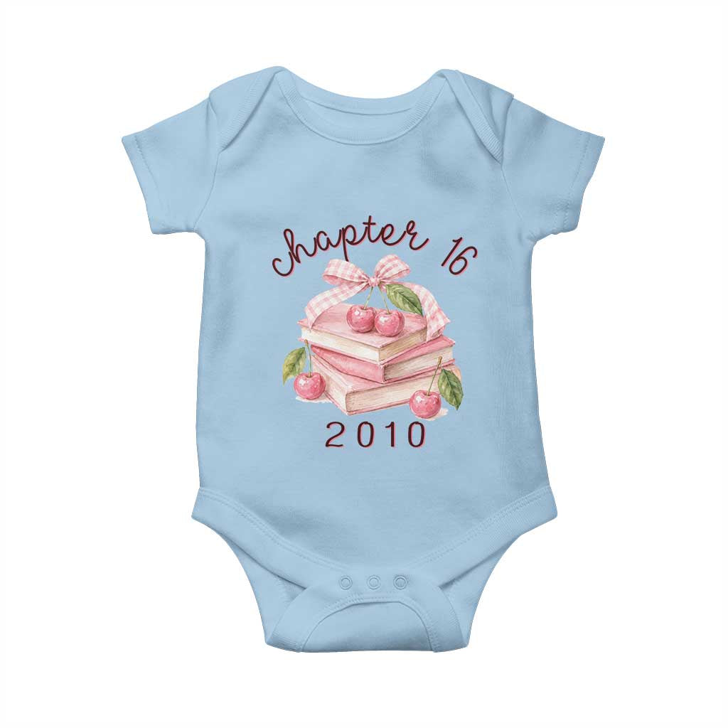 Sweet Chapter 16 Birthday Baby Onesie Cherry Books 16th Birthday Gifts For Her Book Lover