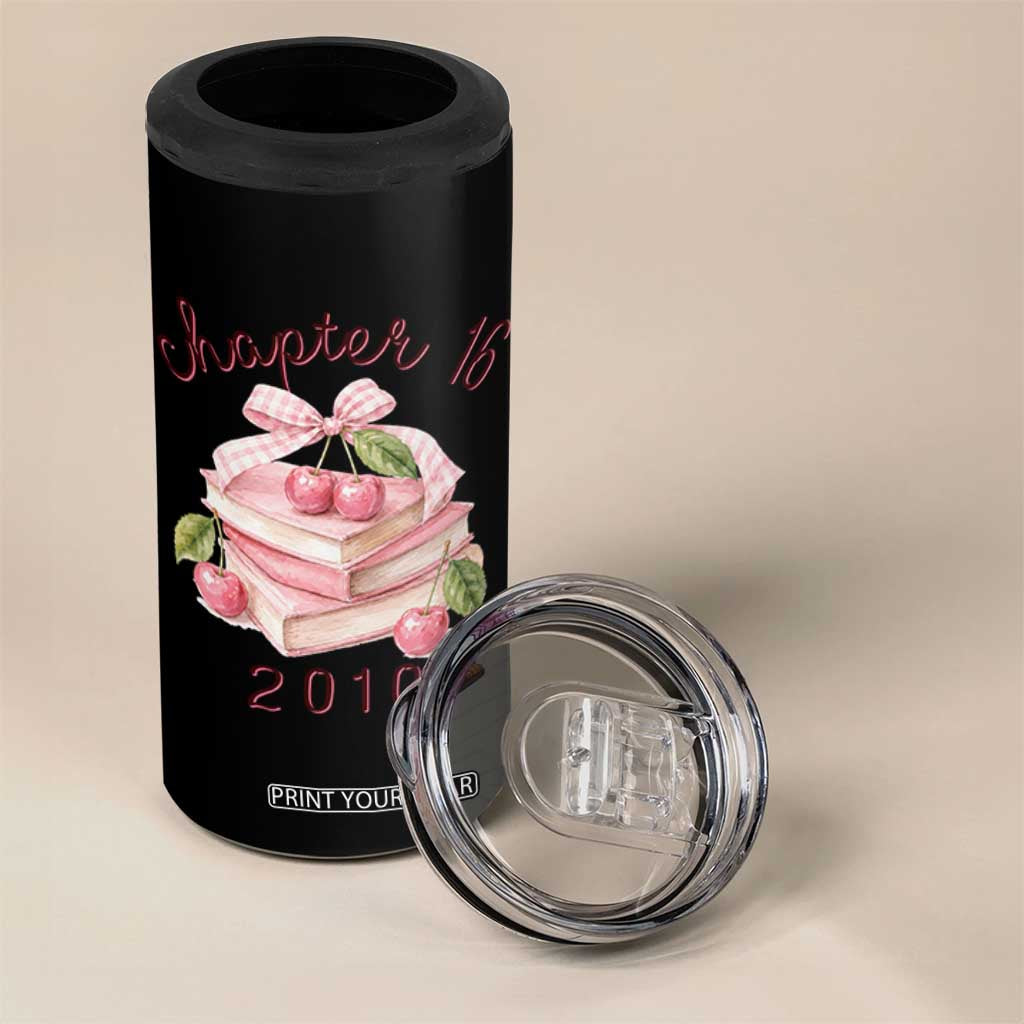 Sweet Chapter 16 Birthday 4 in 1 Can Cooler Tumbler Cherry Books 16th Birthday Gifts For Her Book Lover