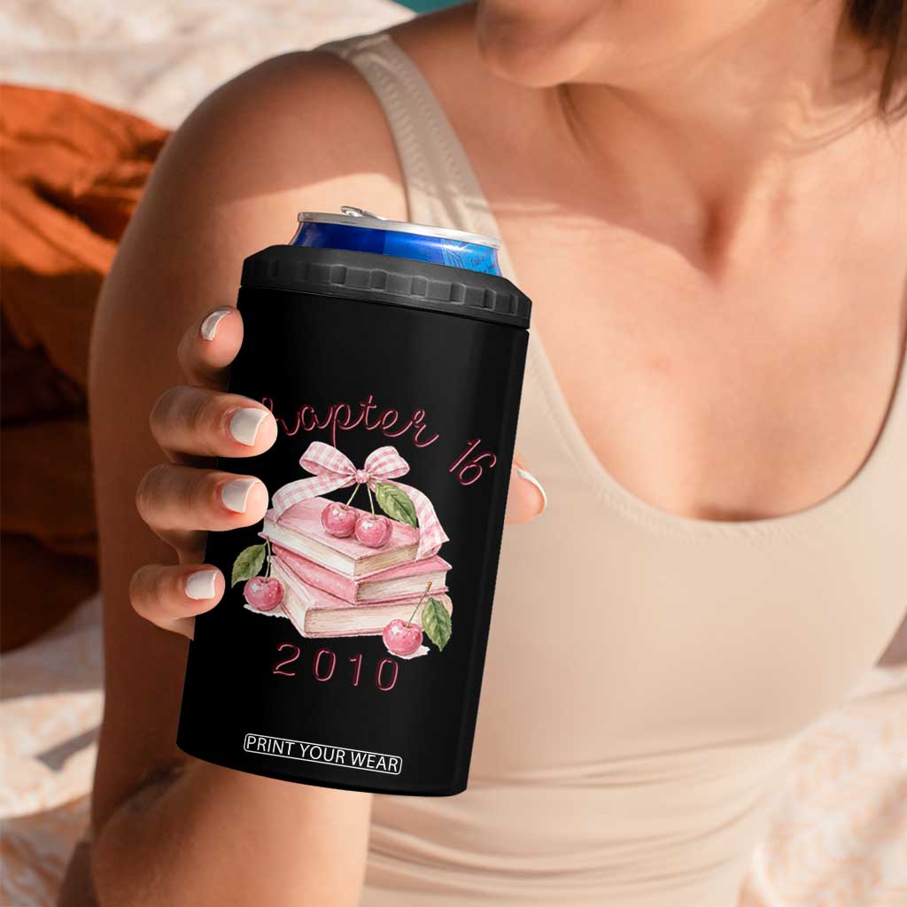 Sweet Chapter 16 Birthday 4 in 1 Can Cooler Tumbler Cherry Books 16th Birthday Gifts For Her Book Lover