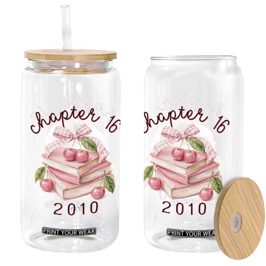 Sweet Chapter 16 Birthday Glass Can Cherry Books 16th Birthday Gifts For Her Book Lover