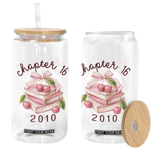 Sweet Chapter 16 Birthday Glass Can Cherry Books 16th Birthday Gifts For Her Book Lover