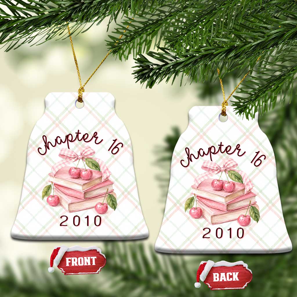 Sweet Chapter 16 Birthday Ceramic Ornament Cherry Books 16th Birthday Gifts For Her Book Lover