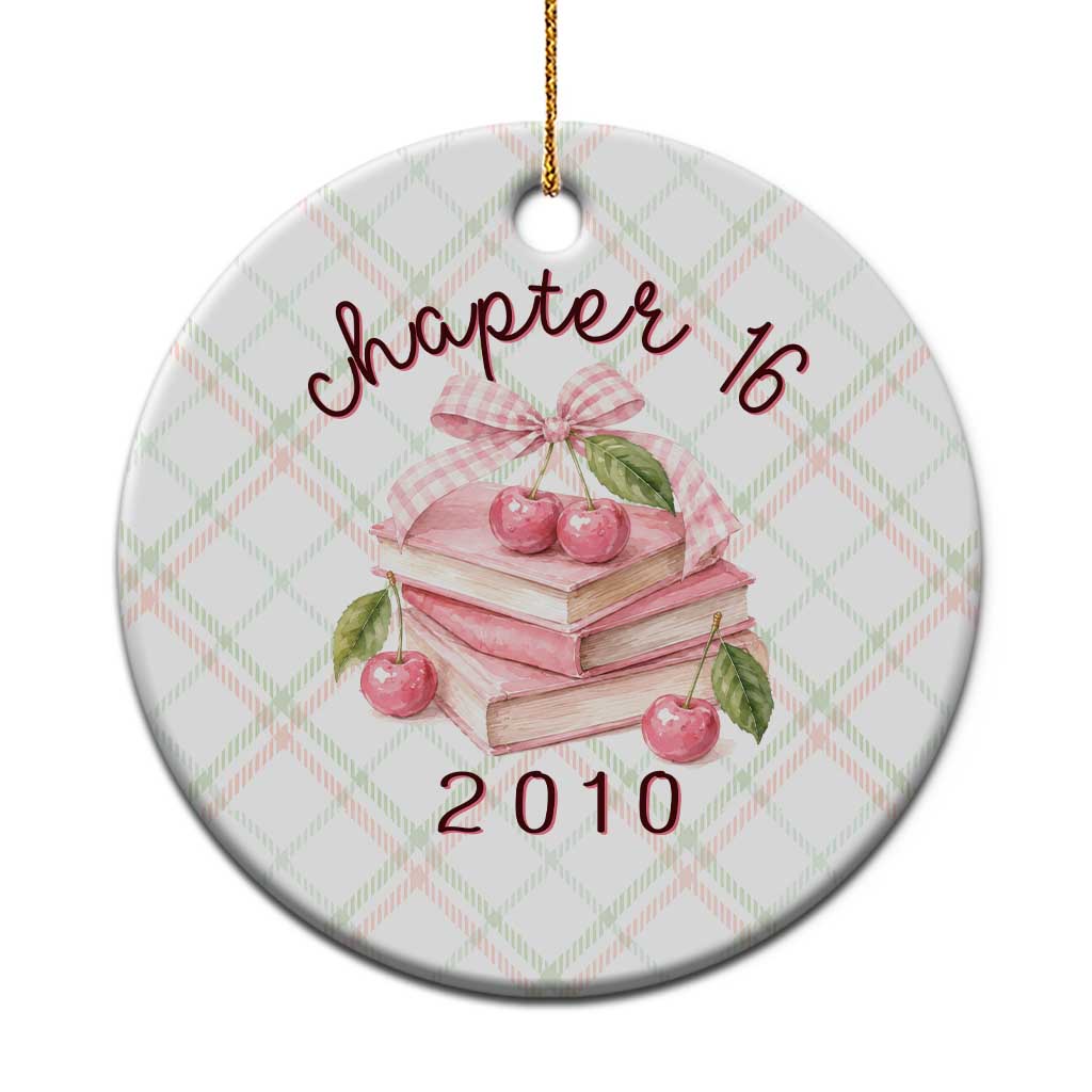 Sweet Chapter 16 Birthday Ceramic Ornament Cherry Books 16th Birthday Gifts For Her Book Lover
