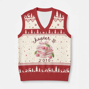 Sweet Chapter 16 Birthday V-Neck Knit Sweater Vest Cherry Books 16th Birthday Gifts For Her Book Lover