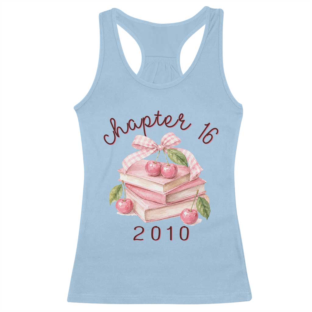 Sweet Chapter 16 Birthday Racerback Tank Top Cherry Books 16th Birthday Gifts For Her Book Lover