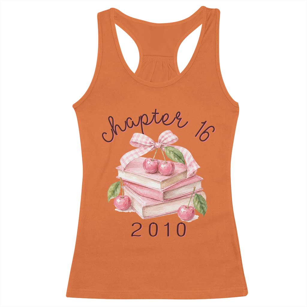 Sweet Chapter 16 Birthday Racerback Tank Top Cherry Books 16th Birthday Gifts For Her Book Lover