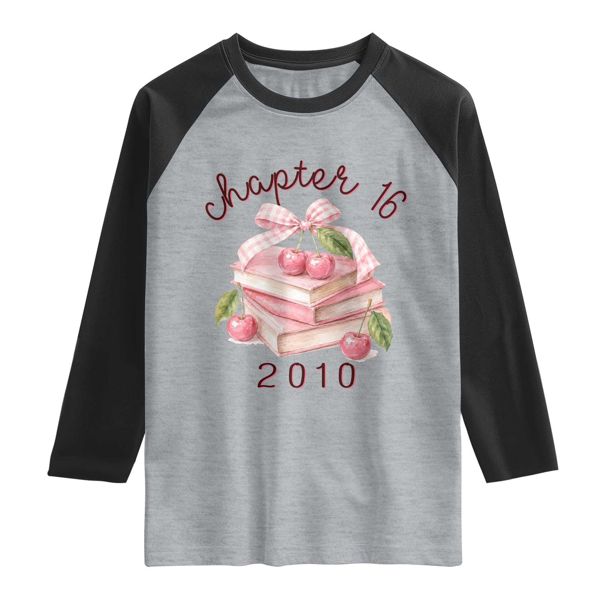 Sweet Chapter 16 Birthday Raglan Shirt Cherry Books 16th Birthday Gifts For Her Book Lover