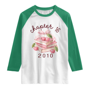 Sweet Chapter 16 Birthday Raglan Shirt Cherry Books 16th Birthday Gifts For Her Book Lover