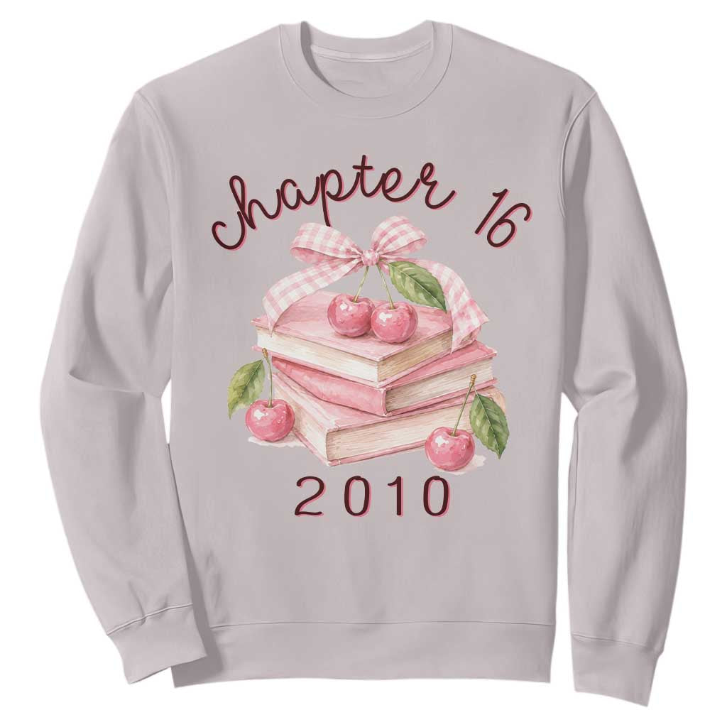 Sweet Chapter 16 Birthday Sweatshirt Cherry Books 16th Birthday Gifts For Her Book Lover