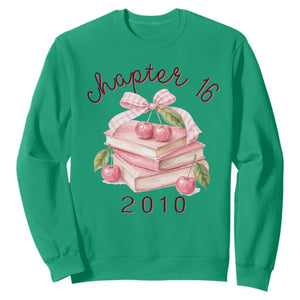 Sweet Chapter 16 Birthday Sweatshirt Cherry Books 16th Birthday Gifts For Her Book Lover