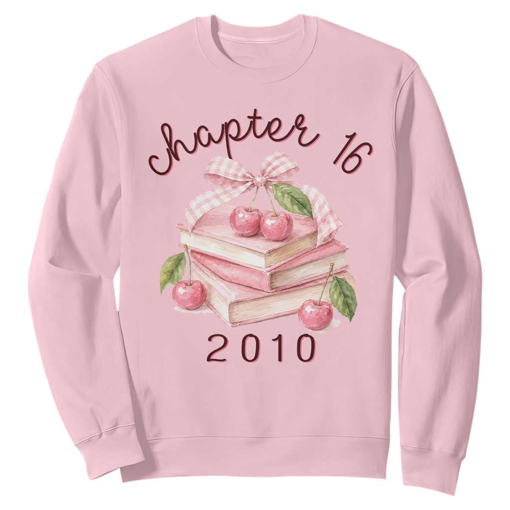 Sweet Chapter 16 Birthday Sweatshirt Cherry Books 16th Birthday Gifts For Her Book Lover