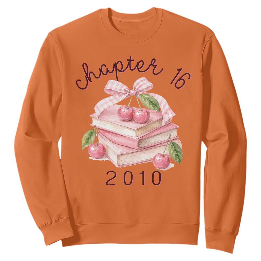 Sweet Chapter 16 Birthday Sweatshirt Cherry Books 16th Birthday Gifts For Her Book Lover