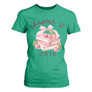 Sweet Chapter 16 Birthday T Shirt For Women Cherry Books 16th Birthday Gifts For Her Book Lover