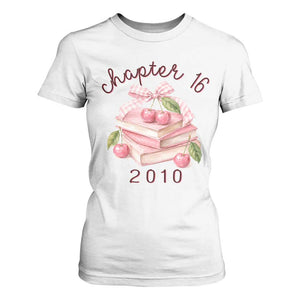 Sweet Chapter 16 Birthday T Shirt For Women Cherry Books 16th Birthday Gifts For Her Book Lover