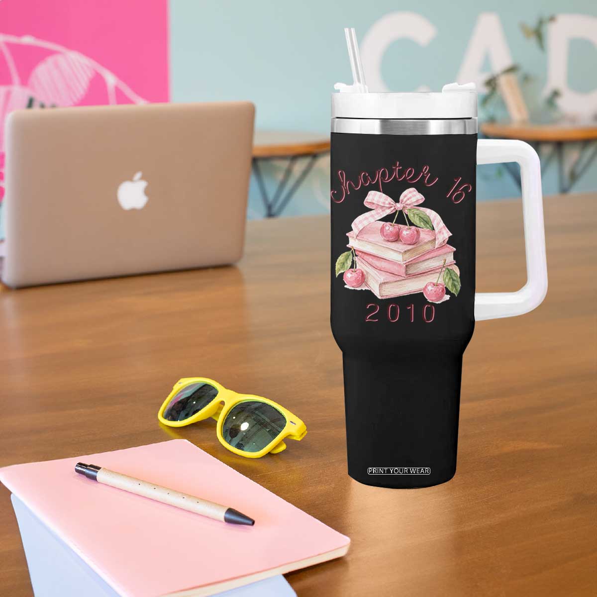 Sweet Chapter 16 Birthday Tumbler With Handle Cherry Books 16th Birthday Gifts For Her Book Lover