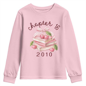 Sweet Chapter 16 Birthday Youth Sweatshirt Cherry Books 16th Birthday Gifts For Her Book Lover