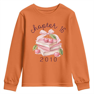 Sweet Chapter 16 Birthday Youth Sweatshirt Cherry Books 16th Birthday Gifts For Her Book Lover