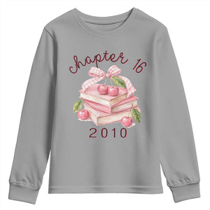 Sweet Chapter 16 Birthday Youth Sweatshirt Cherry Books 16th Birthday Gifts For Her Book Lover
