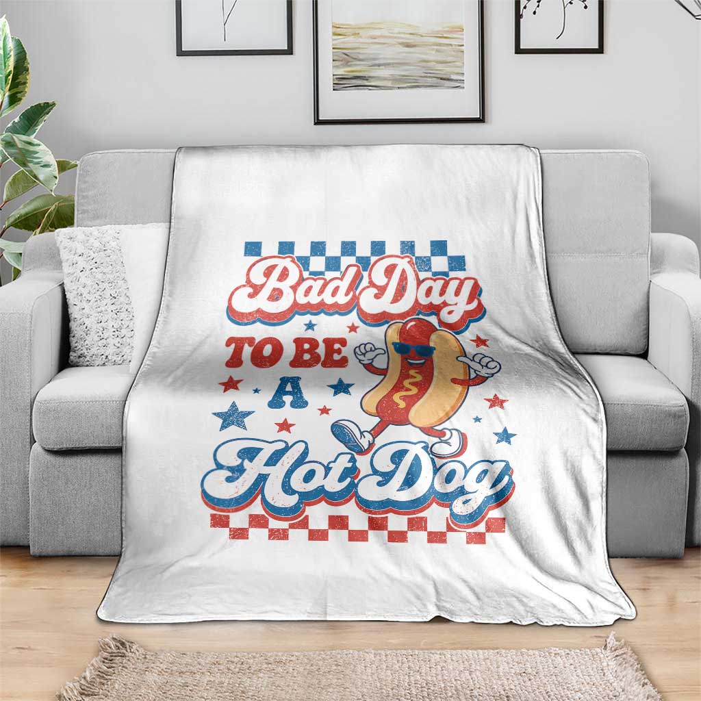 Bad Day To Be A Hot Dog Throw Blanket Hotdog Lover Wiener 4th Of July TS10 Print Your Wear