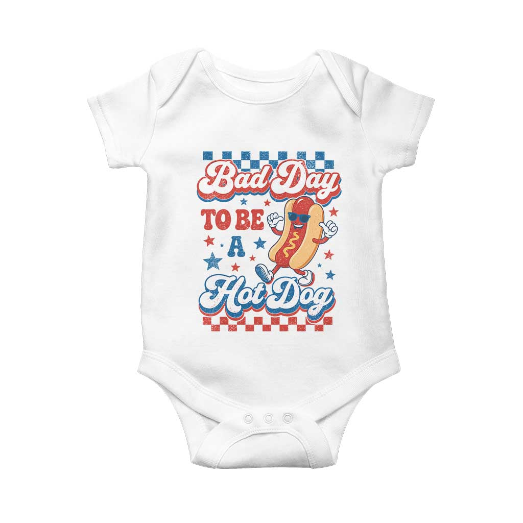 Bad Day To Be A Hot Dog Baby Onesie Hotdog Lover Wiener 4th Of July TS10 White Print Your Wear