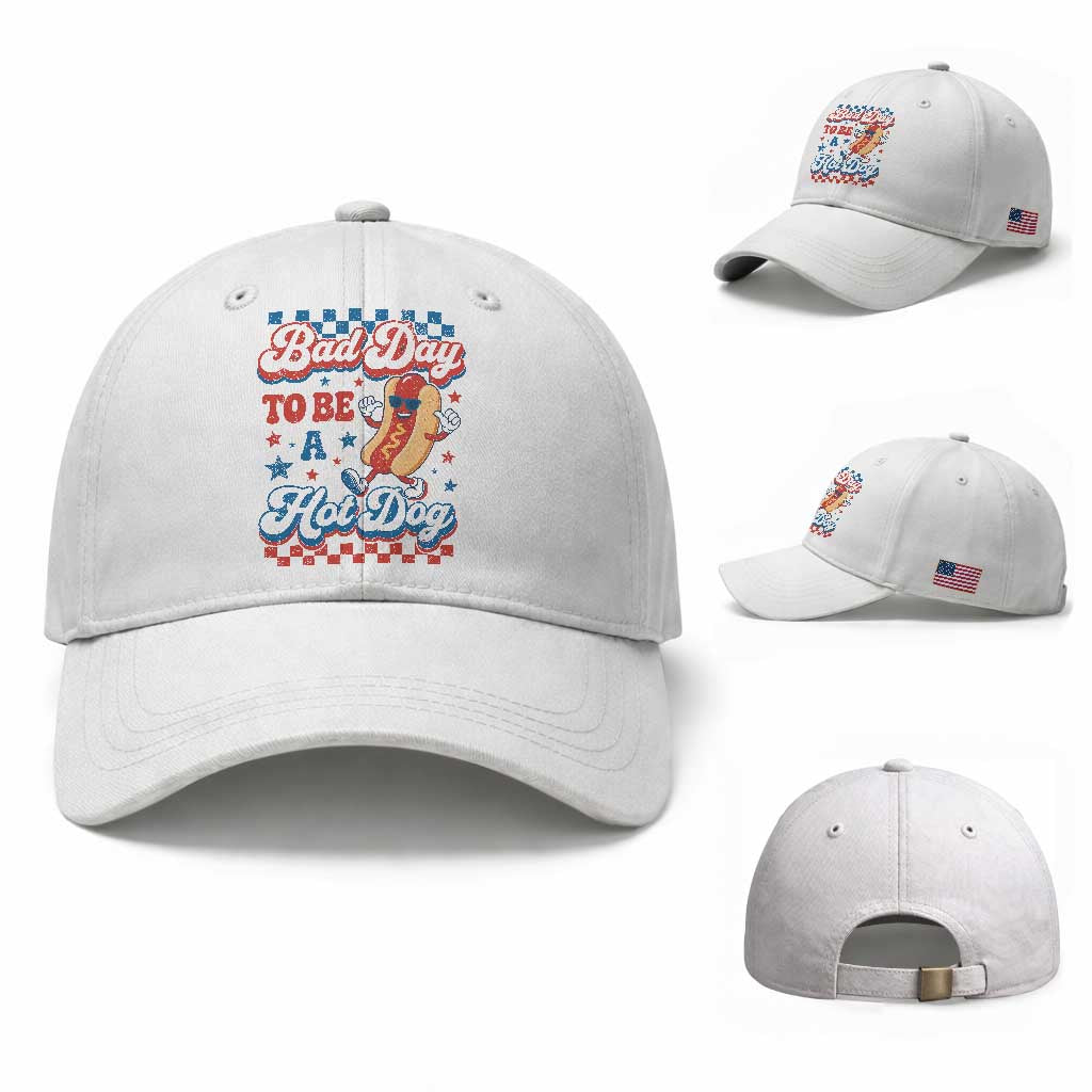 Bad Day To Be A Hot Dog Baseball Cap Hotdog Lover Wiener 4th Of July TS10 Baseball Cap Universal Fit White Print Your Wear