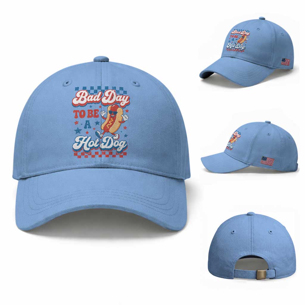 Bad Day To Be A Hot Dog Baseball Cap Hotdog Lover Wiener 4th Of July TS10 Baseball Cap Universal Fit Light Blue Print Your Wear