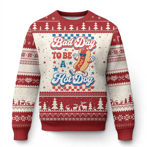 Bad Day To Be A Hot Dog Ugly Christmas Sweater Hotdog Lover Wiener 4th Of July TS10 Beige Red Print Your Wear