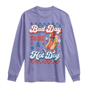 Bad Day To Be A Hot Dog Long Sleeve Shirt Hotdog Lover Wiener 4th Of July TS10 Violet Print Your Wear