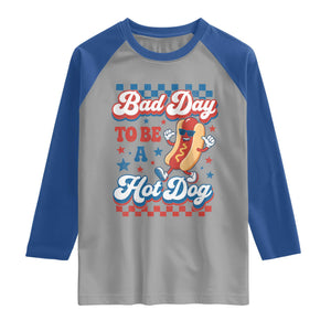 Bad Day To Be A Hot Dog Raglan Shirt Hotdog Lover Wiener 4th Of July TS10 Sport Gray Royal Print Your Wear