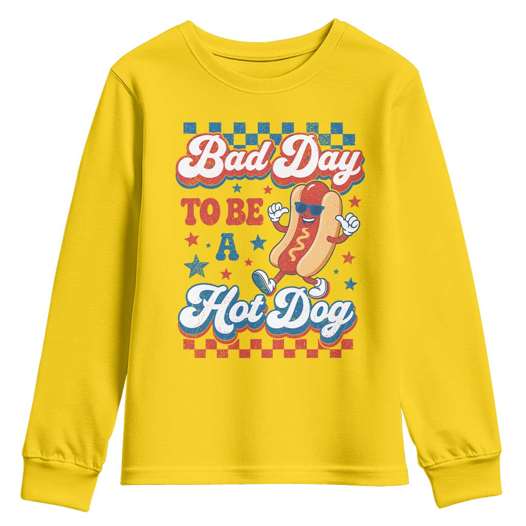 Bad Day To Be A Hot Dog Youth Sweatshirt Hotdog Lover Wiener 4th Of July TS10 Daisy Print Your Wear