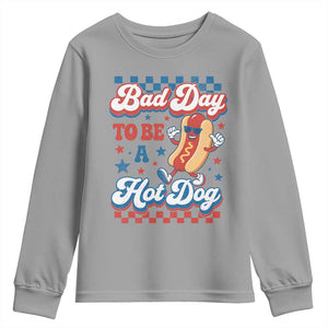 Bad Day To Be A Hot Dog Youth Sweatshirt Hotdog Lover Wiener 4th Of July TS10 Sport Gray Print Your Wear