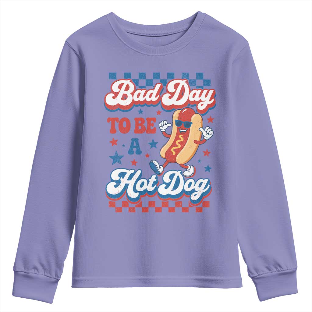 Bad Day To Be A Hot Dog Youth Sweatshirt Hotdog Lover Wiener 4th Of July TS10 Violet Print Your Wear