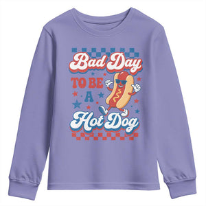 Bad Day To Be A Hot Dog Youth Sweatshirt Hotdog Lover Wiener 4th Of July TS10 Violet Print Your Wear