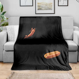 Funny Hot Dog Throw Blanket Hotdog Jumping Into Bun Sausage BBQ Grilling High Dive TS10 Print Your Wear
