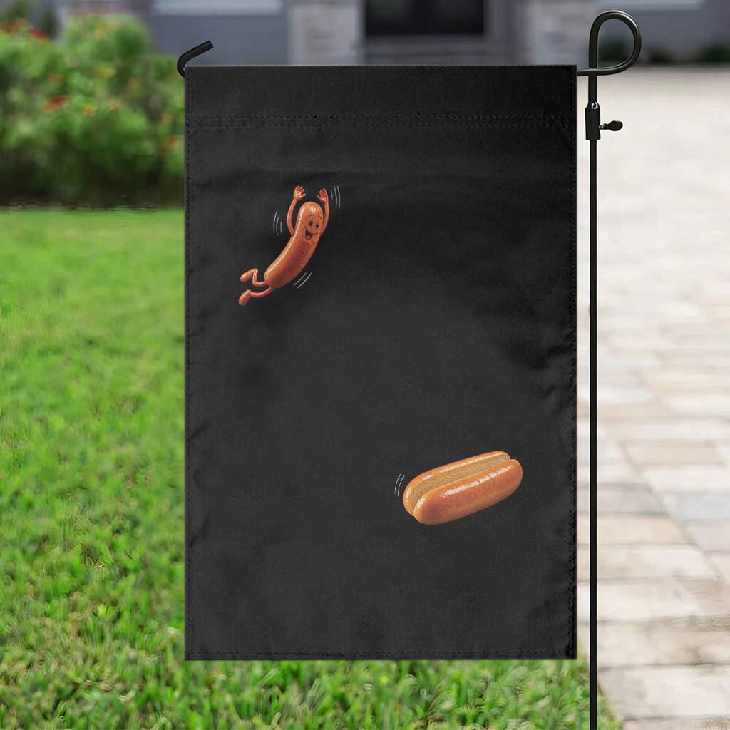Funny Hot Dog Garden Flag Hotdog Jumping Into Bun Sausage BBQ Grilling High Dive TS10 Print Your Wear