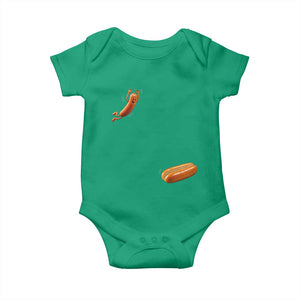 Funny Hot Dog Baby Onesie Hotdog Jumping Into Bun Sausage BBQ Grilling High Dive TS10 Irish Green Print Your Wear