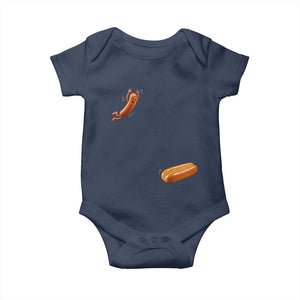 Funny Hot Dog Baby Onesie Hotdog Jumping Into Bun Sausage BBQ Grilling High Dive TS10 Navy Print Your Wear