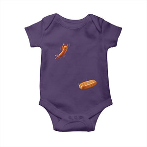 Funny Hot Dog Baby Onesie Hotdog Jumping Into Bun Sausage BBQ Grilling High Dive TS10 Purple Print Your Wear