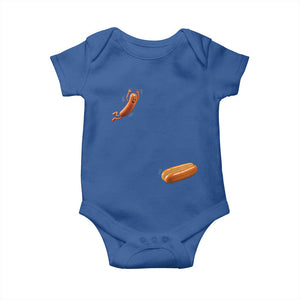 Funny Hot Dog Baby Onesie Hotdog Jumping Into Bun Sausage BBQ Grilling High Dive TS10 Royal Blue Print Your Wear