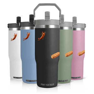 Funny Hot Dog Flip Straw Tumbler Hotdog Jumping Into Bun Sausage BBQ Grilling High Dive TS10 Print Your Wear