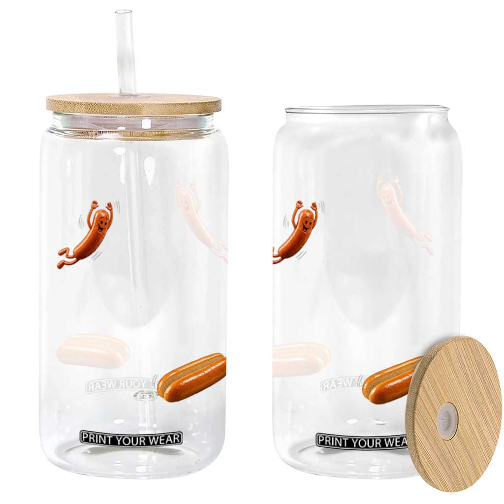Funny Hot Dog Glass Can Hotdog Jumping Into Bun Sausage BBQ Grilling High Dive TS10 Print Your Wear