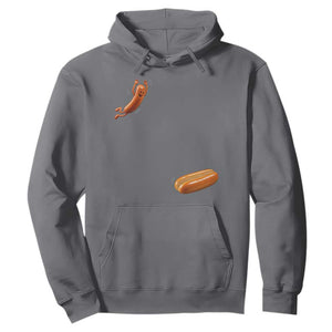 Funny Hot Dog Hoodie Hotdog Jumping Into Bun Sausage BBQ Grilling High Dive TS10 Charcoal Print Your Wear