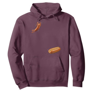 Funny Hot Dog Hoodie Hotdog Jumping Into Bun Sausage BBQ Grilling High Dive TS10 Maroon Print Your Wear