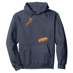Funny Hot Dog Hoodie Hotdog Jumping Into Bun Sausage BBQ Grilling High Dive TS10 Navy Print Your Wear