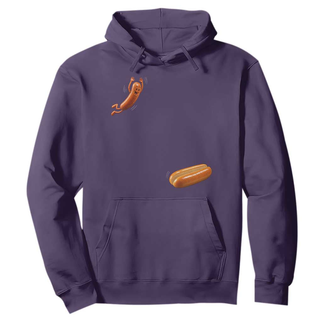 Funny Hot Dog Hoodie Hotdog Jumping Into Bun Sausage BBQ Grilling High Dive TS10 Purple Print Your Wear