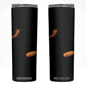 Funny Hot Dog Skinny Tumbler Hotdog Jumping Into Bun Sausage BBQ Grilling High Dive TS10 Black Print Your Wear