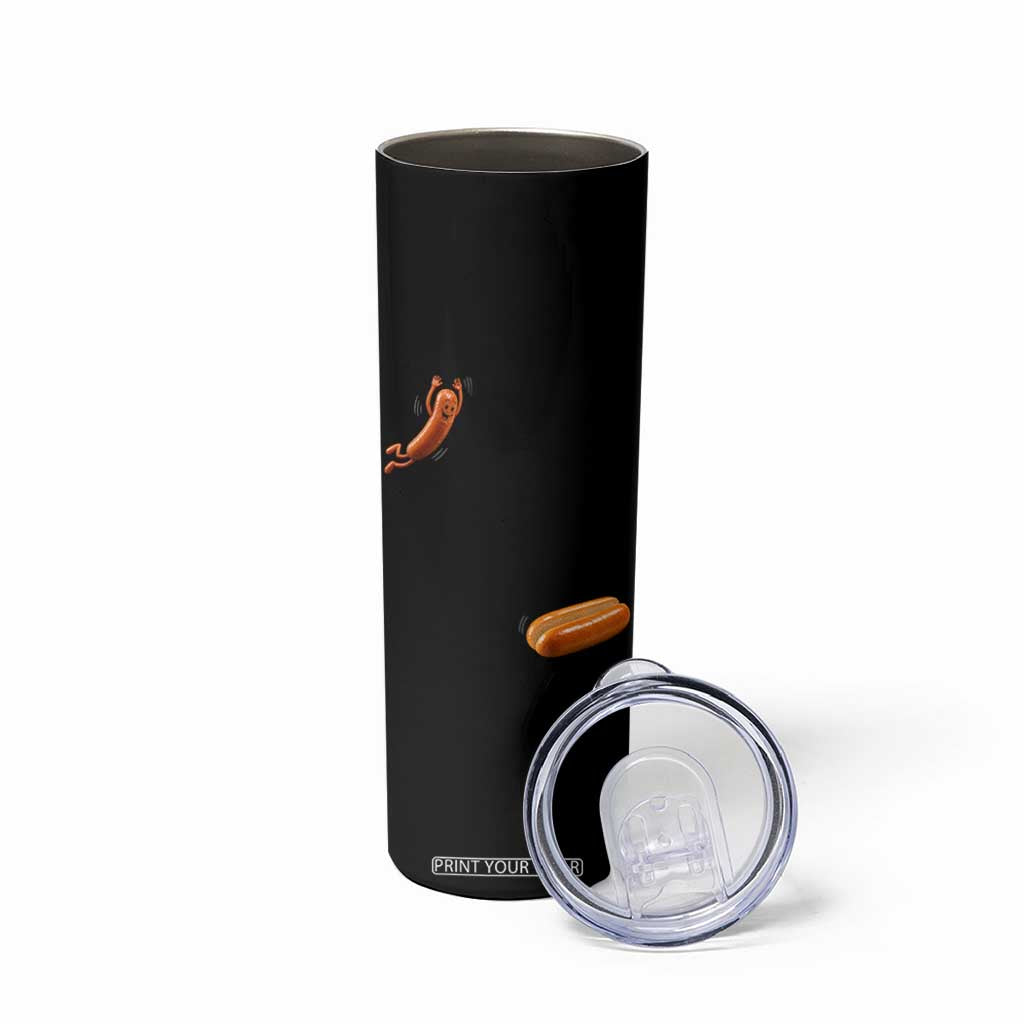 Funny Hot Dog Skinny Tumbler Hotdog Jumping Into Bun Sausage BBQ Grilling High Dive TS10 Print Your Wear