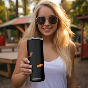 Funny Hot Dog Skinny Tumbler Hotdog Jumping Into Bun Sausage BBQ Grilling High Dive TS10 Print Your Wear